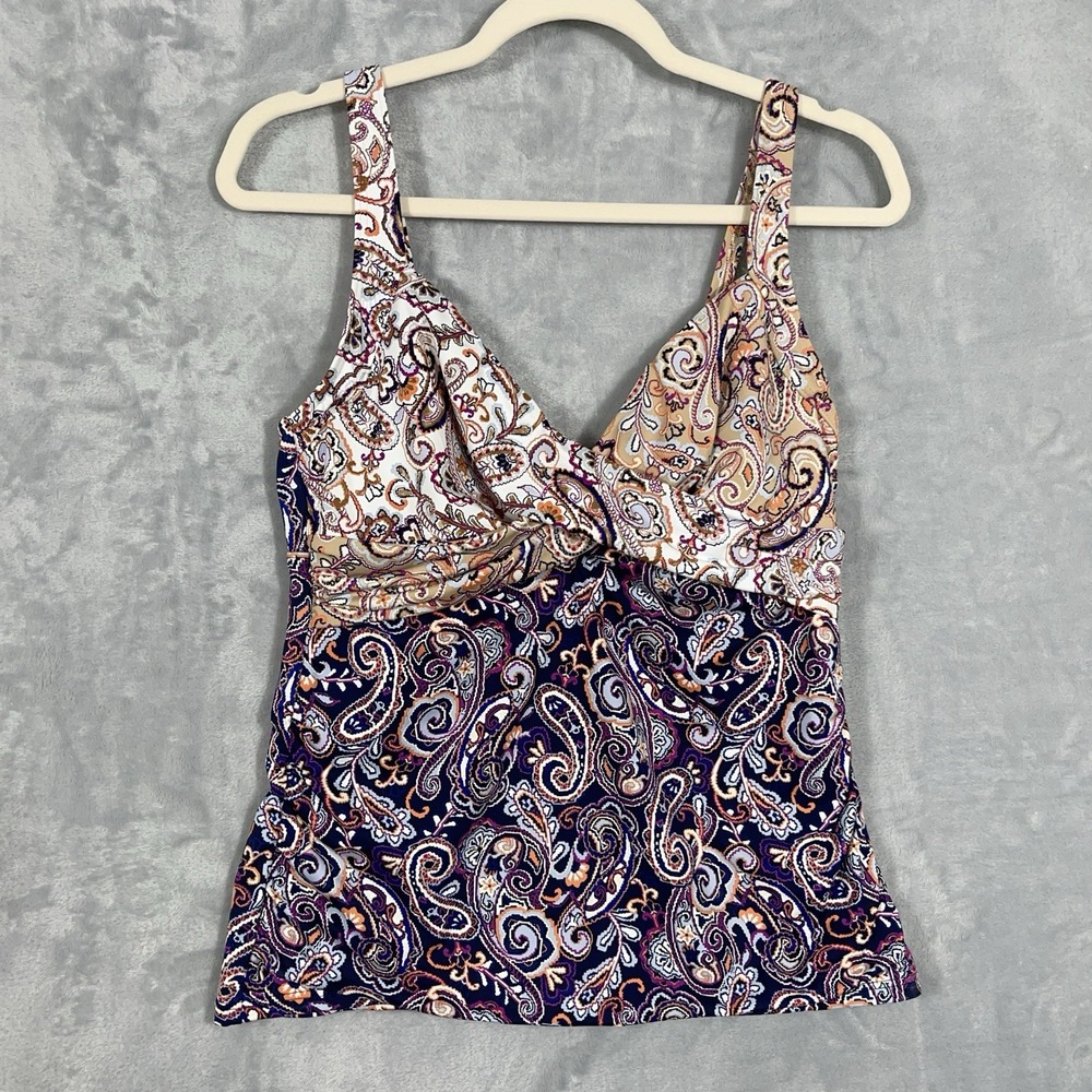 Lands End Underwire Wrap Tankini Womens Size 10 Paisley Cruise Vacation Beach